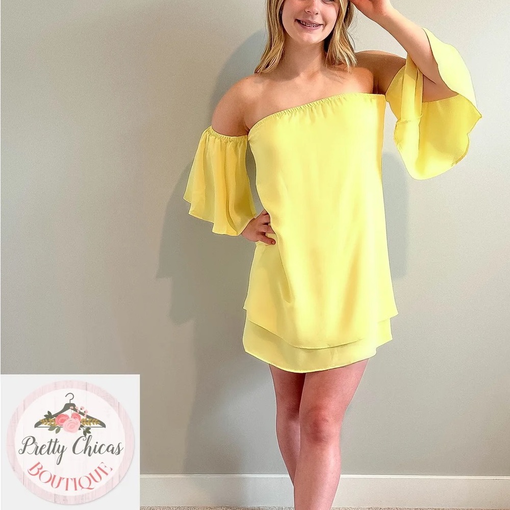 Solid Yellow mini dress